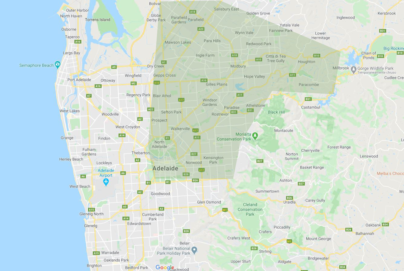 Topiary Delivery Coverage map